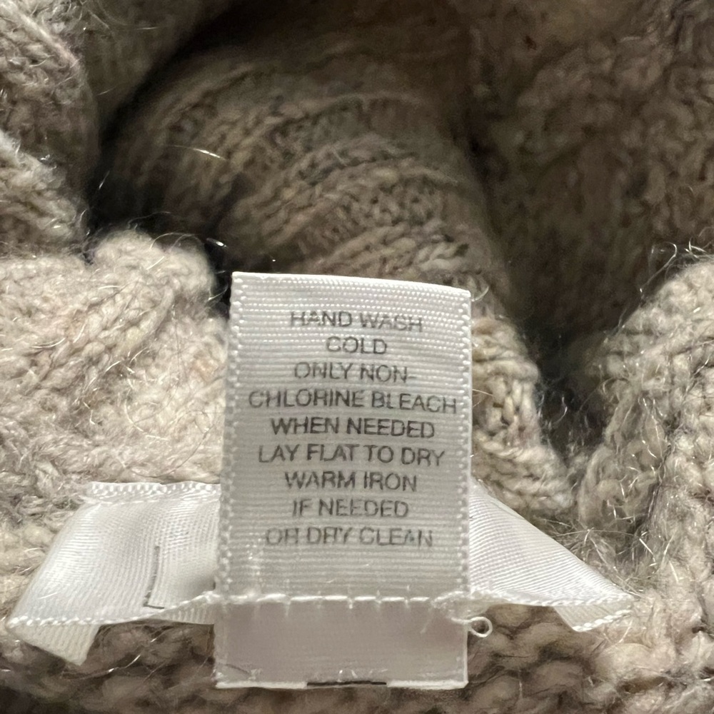 Ann Taylor LOFT Wool Mohair Beige Turtleneck Sweater Size Large - Picture 8 of 8
